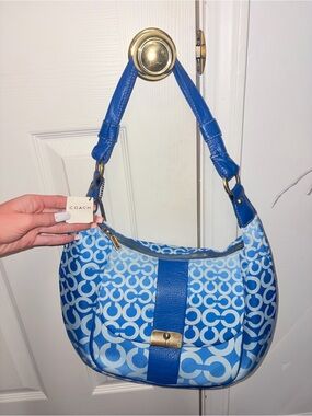Coach Blue Signature Crescent Shoulder Bag